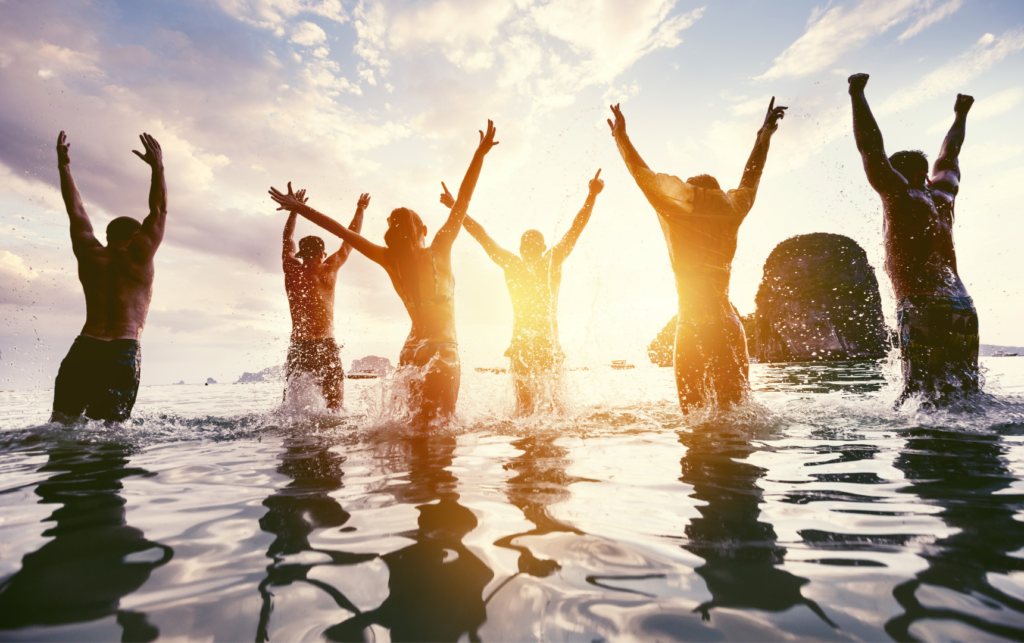 Studenten im Wasser
